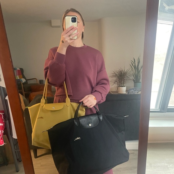 Longchamp Large Black Foldable Le Pliage Tote with Top Handles - Picture 11 of 12